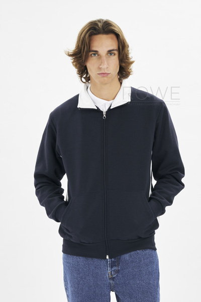 Felpa Jacket Zip Lunga Contrast70/30% Cot/Pol 280g Blu/Royal Sport S