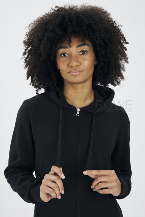 Felpa Donna Cappuccio Zip 70/30% Cot/Pol 280 gr/m2 Nero XS STK