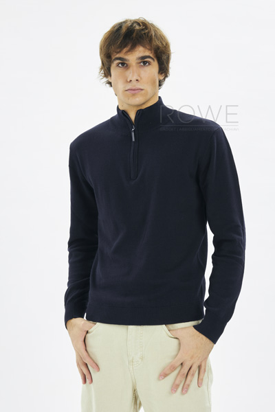 Jumper Pullover C/Zip 50/50% Cot/Acr Black S