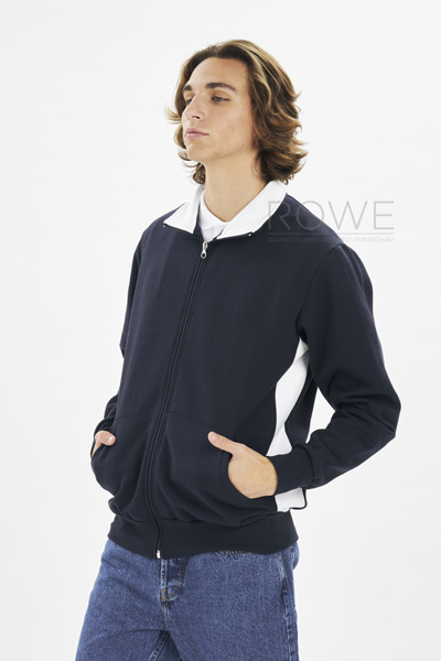 Felpa Jacket Zip Lunga Contrast70/30% Cot/Pol 280g Blu/Royal Sport S