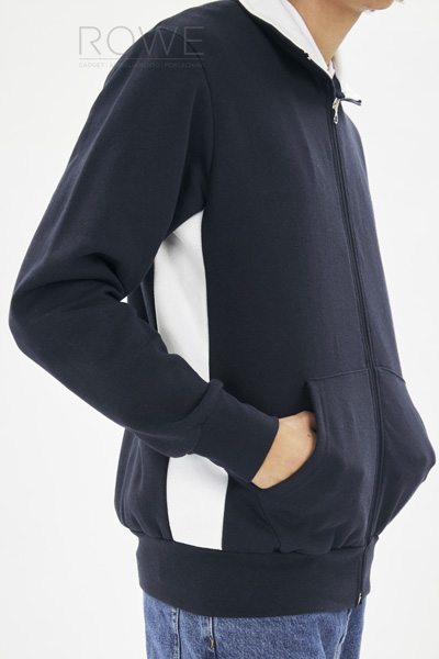 Felpa Jacket Zip Lunga Contrast70/30% Cot/Pol 280g Blu/Royal Sport S