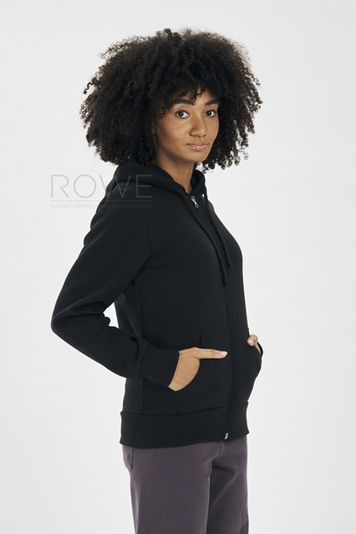 Felpa Donna Cappuccio Zip 70/30% Cot/Pol 280 gr/m2 Nero XS STK