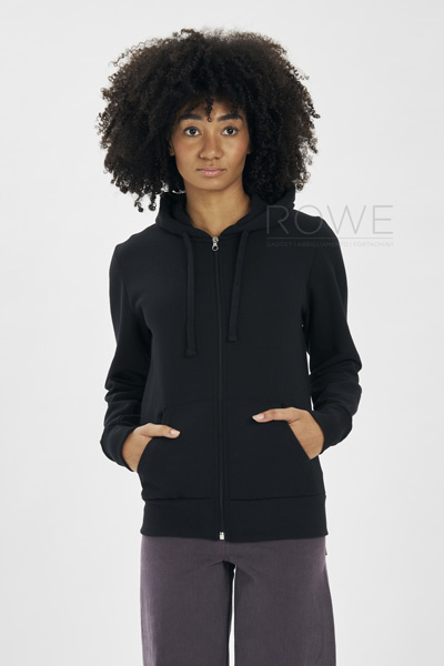 Felpa Donna Cappuccio Zip 70/30% Cot/Pol 280 gr/m2 Nero XS STK