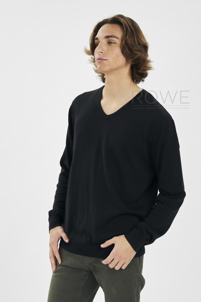 Jumper Pullover C/V 50/50% Cot/Acr Black S