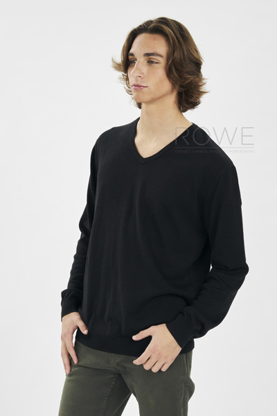 Jumper Pullover C/V 50/50% Cot/Acr Black S