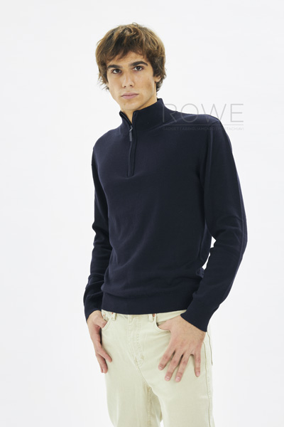Jumper Pullover C/Zip 50/50% Cot/Acr Black S