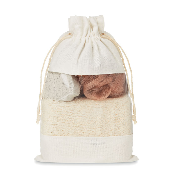 Set bagno in pouch di cotone