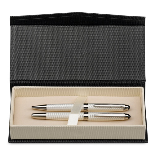 ROYAL. Set con penna roller e penna a sfera in metallo