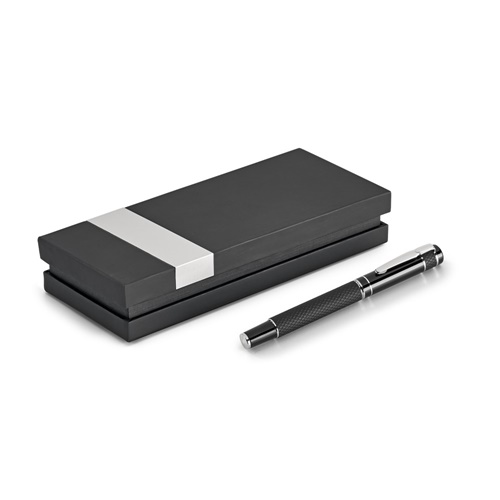 MOON. Penna roller in metallo e similpelle